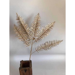 仿真植物 永生花 仿真銀杏葉尤加利 滿天星 鳳尾 龜背葉 花材 金色假花 仿真花 婚禮禮堂布置 家居裝飾, 金波斯葉, 1個