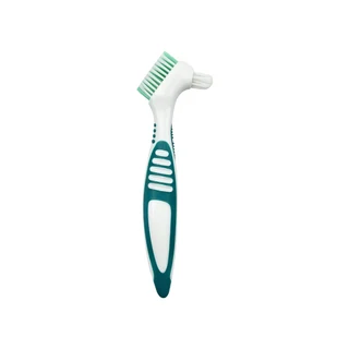 4Pcs 컬러 치열 교정 틀니 양면 청소 칫솔 고무 미끄럼 방지 핸들 리테이너 Descaling Brush, 05 4Pcs Green