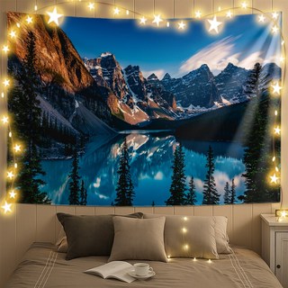 山水風景壁毯 - 高清印刷居家裝飾壁掛牆面裝飾臥室客廳背景布, 彩色