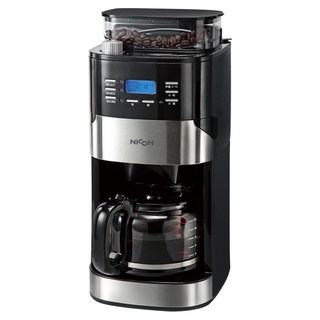 NICOH 美式12杯自動錐磨咖啡機NK-C121，預約定時，大容量家用辦公室咖啡機, 黑銀雙色面板, NK-C121