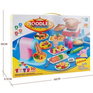 彩色黏土家家酒麵條機組盒 大盒 鍋子 彩泥 模具工具 廚房玩具 中式餐廳 家家酒 玩具 兒童禮物, 1個, 彩盒邊角微凹（若選超商，須拆紙盒）已折扣