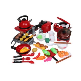 【Hi-toys】仿真多功能聲光廚房玩具59件套組/餐廚烹飪燒烤家家酒玩具, 1個