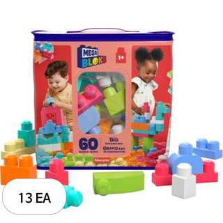 메가블럭 빅 빌딩 백 블록 60p, 핑크, 13개