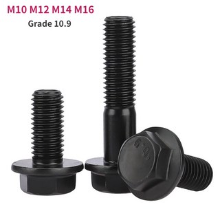 등급 10.9 블랙 탄소강 육각 헤드 플랜지 캡 나사 미세 나사 피치 1.25/1.5mm 육각 와셔 헤드 볼트 M10 M12 M14 M16, 15) M10x120mmHalf(1pcs), 1개