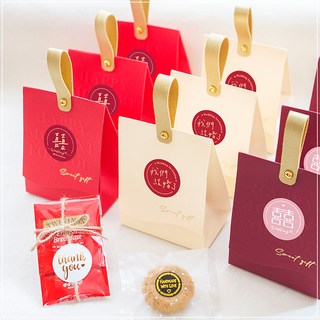 囍字婚禮小物 精緻包裝茶包+餅乾 適合送禮, 手寫風我們結婚了米盒, 2個