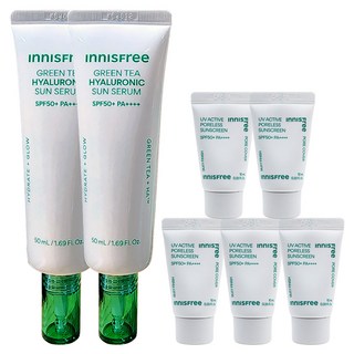 이니스프리 그린티 히알루론산 진정수분 선세럼 50mL+(포어리스 선스크린 10mlx5 본품용량), 10ml, 1개