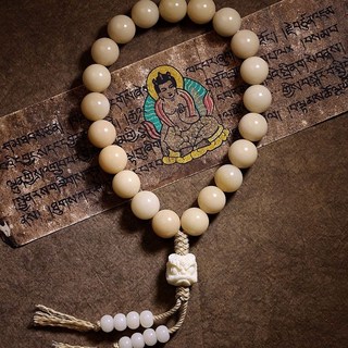 精選白菩提子根佛珠手串，白玉籽27顆手鏈，男女款手持念珠, 1個, 12毫米