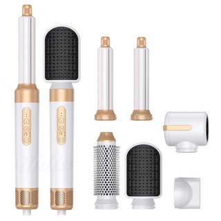 七合一熱風梳多功能負離子吹風梳自動捲髮器直髮梳吹風, 1個, 七合一黑色不帶鑽款,五合一棕色皮盒