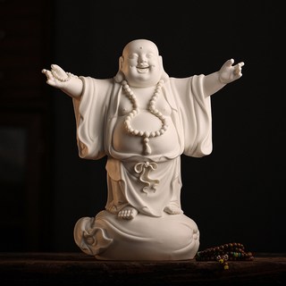 陶瓷大肚笑佛彌勒佛擺件招財開心彌勒佛像客廳辦公室玄關裝飾禮品, 彌勒佛[白瓷]+禮盒裝