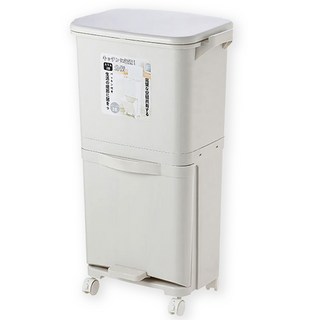 isona 38L 二層單蓋垃圾桶 腳踏式按壓分類垃圾桶 附帶滾輪 方便移動