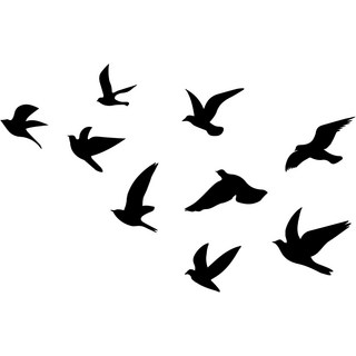 새 패턴 PVC 벽데코 스티커 블랙 새 무늬 벽 장식 스티커 원룸 인테리어 집꾸미기 소품 66x28cm 1장
