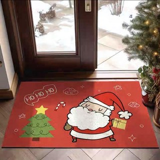 入戶門地墊絲圈玄關進門腳墊，耐髒防滑蹭土墊子，多款可選，台南出貨, 紅底雪人,40*60釐米, 1個