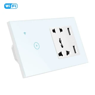 와이파이 스마트 USB 벽 소켓 범용 전기 플러그 콘센트 16A 터치 스위치 무선 Alexa Google 홈과 함께 작동, 01 CHINA, 03 1 Gang White