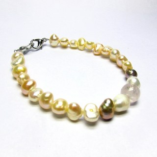 【小樂珠寶】百搭不退流行白珠6-7mm淡水天然珍珠手鍊手環(戀愛美麗的迷人風采)