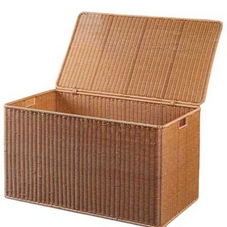 라탄 대형 바구니 빨래 보관함 사각 수납 바스켓 옷, 1개, 연갈색 89.5X50cm