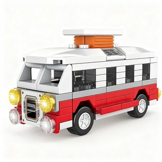 城市工程車公共運輸交通車塑膠積木玩具 手工DIY益智兒童, 電車, 1個