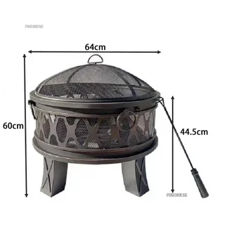 노르딕 치미네아스 야외 히터 안뜰 원형 바베큐 그릴 가정용 숯불 화로 테라스 장작 PP, 02 64cm stove