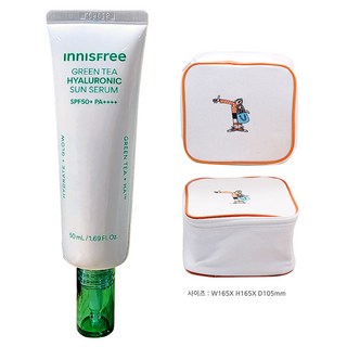 이니스프리 그린티 히알루론산 수분 선세럼+플레이그린 화장품 파우치 (옐로우), 1개, 50ml