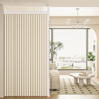 현데코 무타공 가림막 파티션 원룸 사무실 이동식 방수 공간 접이식 칸막이 공간분리, 아이보리