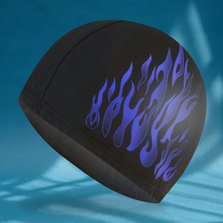 游泳帽泳帽不勒頭時尚火焰男士泳褲套裝專業成人高彈大號溫泉布料, 灰色火焰【大碼】,1個裝【適合一人】, 1個