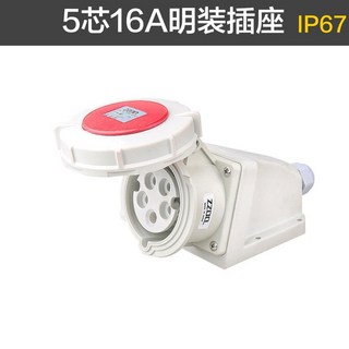 台灣出貨 德標 戶外防塵防水工業插頭插座 3芯4芯5芯 16A32A IP67, 5芯16A 明裝插座, 1個
