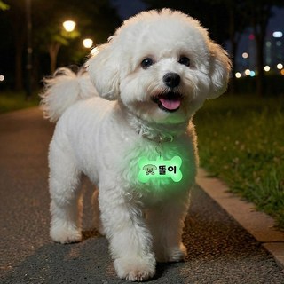 야광 강아지얼굴 이름표 네임택, 1개