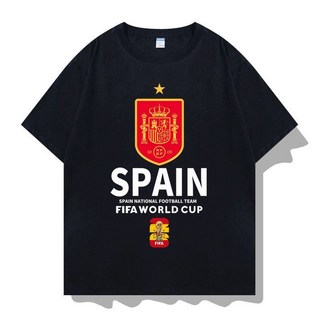 2026 世界杯周邊短袖T恤 - 阿根廷/法國國家隊梅西姆巴佩款, 1個, 黑色西班牙3XL