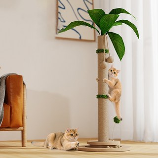 호밍사이 고양이 조립식 수직 스크래쳐 스크래치 기둥 캣타워 다기능 스크래쳐 장난감, 원목색, 1개