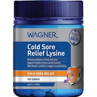 호주 와그너 Wagner Cold Sore Relief Lysine Tablets 콜드 소어 릴리프 라이신, 4개, 100정
