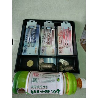 超市收銀盒 收銀箱 三格/四格 錢幣盒 收款盤, 1個, 3格黑色鐵夾子