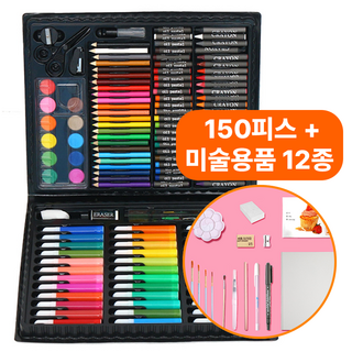 몽데뷰 종합 미술 도구 세트 수체화 크레파스 색연필 파스텔 물감 연필 스케치북 미술용품 포함, 1개, 150p