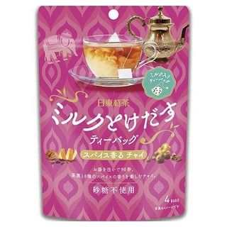 日東紅茶 用牛奶泡的奶茶茶包 香料口味, 1個, 4件, 7.8g