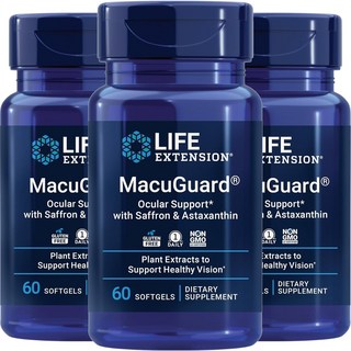 LIFE EXTENSION MacuGuard番紅花蝦紅素軟膠囊, 60顆, 3罐