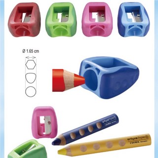 X.H. Baby【德國 LYRA】Groove三角洞洞色鉛筆專用削筆器，輕鬆削尖胖胖筆桿，安全耐用，人體工學設計, 1個, 紅色