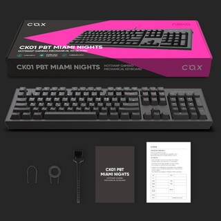 COX CK01 PBT 마이애미 나이트 에디션 게이밍 기계식 유선 일반형 키보드, Turquoise & Magenta, CK01 PBT MIAMI NIGHTS, 청축