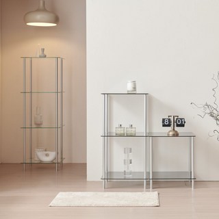 거실 침실 인테리어 강화유리 모듈 선반 400 2단 3단 4단, 투명유리