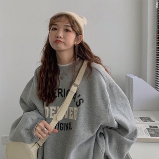 엘바리스 여성 루즈핏 레터링 포인트 빅사이즈 맨투맨