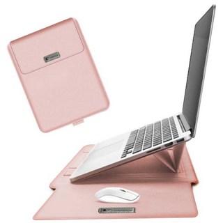 이코노미쿠스 거치대겸용 맥북 LG그램 삼성 13인치 15인치 16인치 17인치 노트북 파우치 커버 가죽, 핑크, 1개