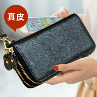真皮長款手拿包 多功能錢包 男女士皮夾