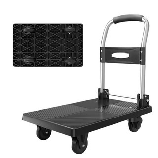 可折疊扶手手推車 含稅 黑色輕便手推車 家用車用, 1個, 可折疊手推車70×42×83cm, 黑色