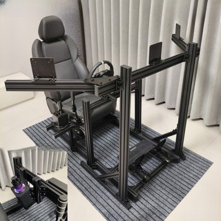 레이싱 프로파일 거치대 4080 알루미늄 시뮬레이터 블랙 실버 3060 비행 시뮬레이션 거치대, 1개, P_3060 스탠드형 트리플 스크린