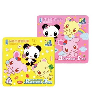 利百代可愛家族抗菌三角色鉛筆24色鐵盒裝，三角筆桿設計，色彩鮮豔，安全無毒，培養正確握筆姿勢, 1個