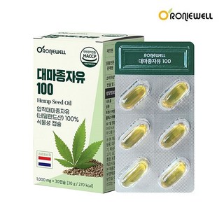 냉압착 대마종자유 100 햄프씨드 오일 대마씨유 식물성캡슐 네덜란드산, 1개, 30회분