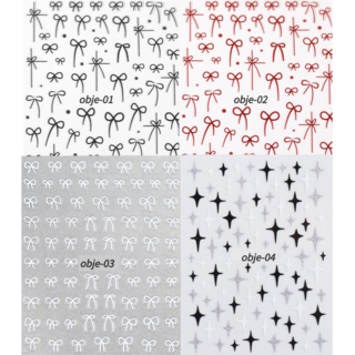 오브젝티브 리본 젤 네일 아트스티커, 1개, 4종