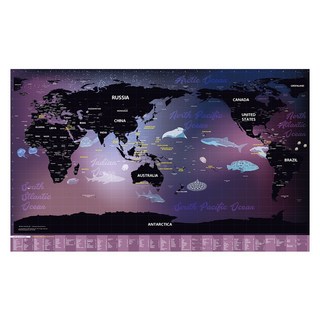WUZ 屋子 環遊世界地圖海報 海洋奇幻之旅 英文版 世界地圖 海報, 1個