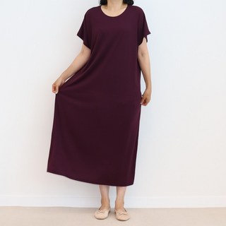 빅사이즈 자체제작 찰랑 맥시 데일리 롱 원피스 반팔 골지 면 모달 텐셀 스판 박시 루즈핏