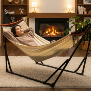 가정용 해먹 스탠드 캠핑 테라스 실내 거치대 그물 침대 야외, 3-미스트 르베이지