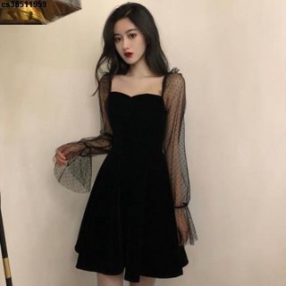 連衣裙 2024新款女夏季防曬蕾絲小禮服裙 赫本風修身顯瘦性感小黑裙, 黑色,XS 【65斤-75斤】, 黑色