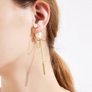 홍언목요 진주 귀걸이 롱 귀걸이 태슬 S925 실버 침 귀걸이 얼굴형 장식 쥬얼리