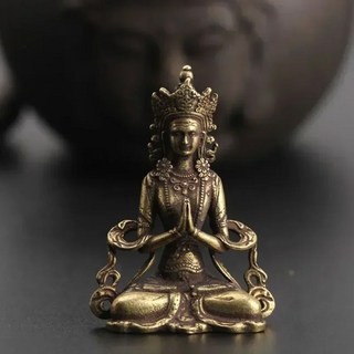 동상 장식 단단한 인형 펜던트 황동 액세서리 수제 미니어처 거실 공예 부처님 사무실, 28x13x40mm